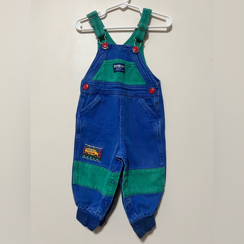 Vintage rare OshKosh B'Gosh Vestbac overalls 18 month color block  red buttons